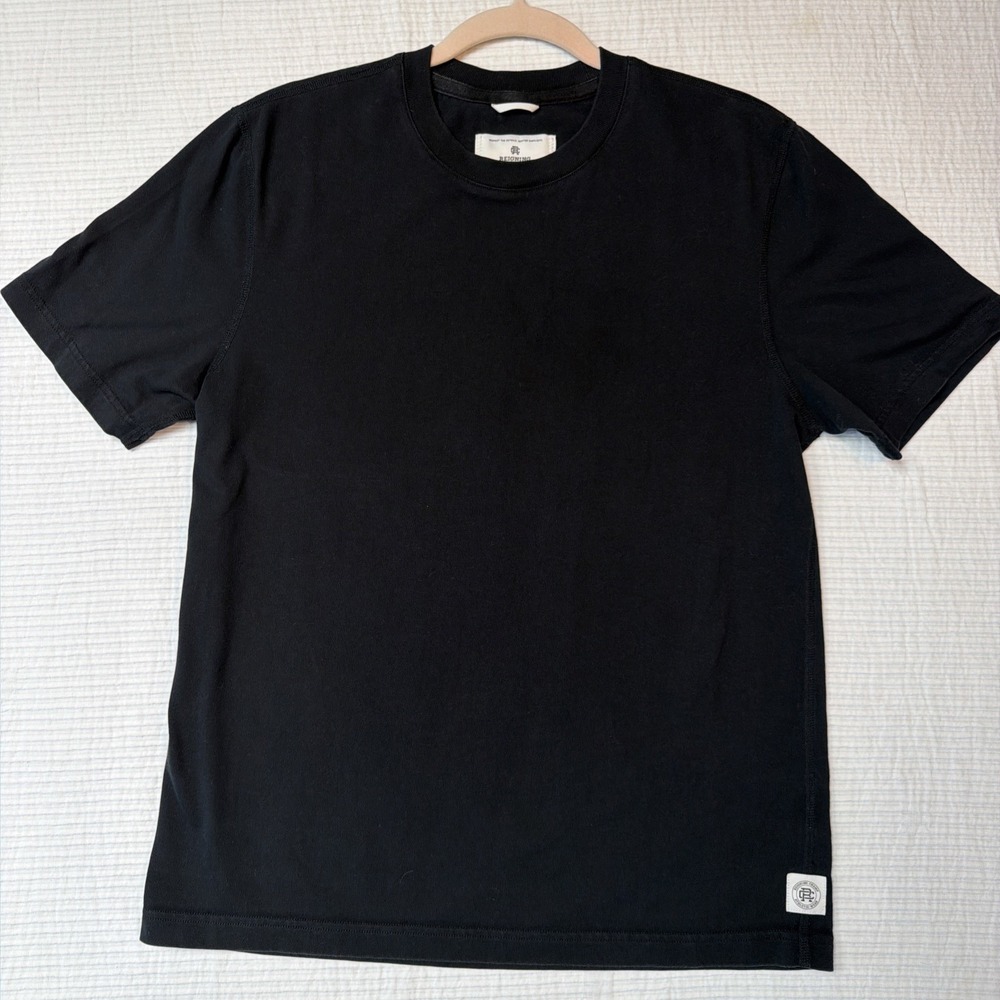 Reigning Champ T Shirt Men Medium Black Short Sleeve Cotton Blank